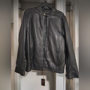 Tasso Elba Men's Black Leather Jacket